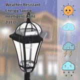 Outsunny Set of 2 Solar LED Garden Lamp Posts with Adjustable Four-Section Poles – Lantern Lights, Black