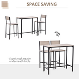HOMCOM 3-Piece Bar Table and Stool Set with Metal Frame and MDF Top – Compact Breakfast Bar, Black