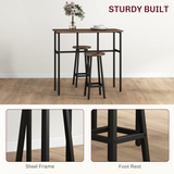 HOMCOM 6-Piece Industrial Bar Table Set with 2 Tables & 4 Stools – Footrests, Brown
