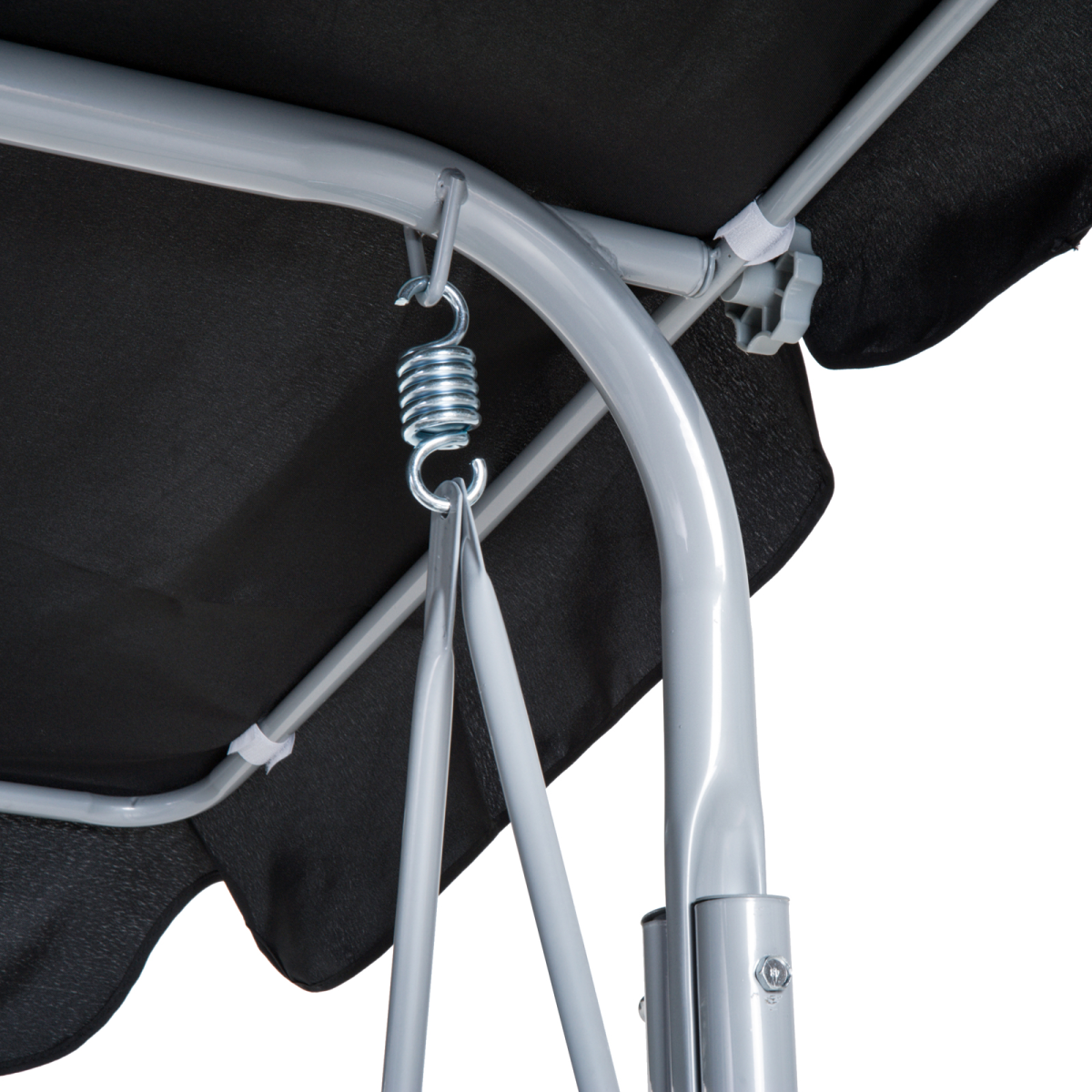 Outsunny 3-Seater Outdoor Swing Chair with UV-Protected Canopy, Metal Frame – Garden Patio, Black