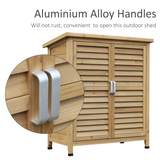 Outsunny Fir Wood Garden Storage Cabinet with 2 Shelves, Shutter Doors & Felt Roof – Outdoor Tool Store