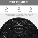 Outsunny Half Round Parasol Base with Flower Engraving – 10kg Weighted Umbrella Stand for Balcony, Black