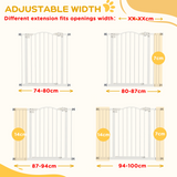 PawHut Adjustable Metal Pet Gate, 74–100cm Safety Barrier with Auto-Close Door – Dog Stair Gate, White