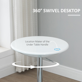 HOMCOM Bistro Pub Table with 360° Swivel Painted Top & Height-Adjustable Steel Base – Home Bar Counter Table, White