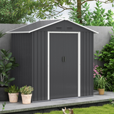 Outsunny 6.5 x 3.5ft Galvanised Steel Garden Shed with Double Sliding Doors and Vents – Outdoor Storage, Dark Grey