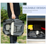 Pawhut 51cm Foldable Pet Carrier with Cushion, 3 Doors & Mesh Windows – For Mini Dogs and Cats, Grey
