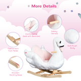 HOMCOM Kids Ride-On Rocking Swan with Music and Safety Seat – Plush Toddler Rocker, 18 Months+