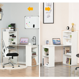 HOMCOM Computer Desk with 6 Shelves and Cubbies – Space-Saving Home Office Workstation, White