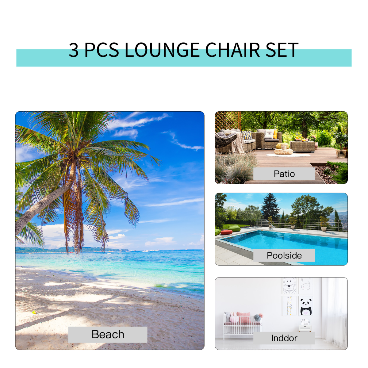 Outsunny 3-Piece Lounge Chair Set with Glass Table and Mesh Seats – Reclining Garden Sunbathing Chairs, Grey