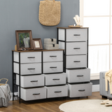 HOMCOM 5-Drawer Fabric Chest of Drawers with Steel Frame & Wooden Top – Bedroom Storage, Grey