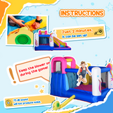 Outsunny 5 in 1 Bouncy Castle with Slide, Pool, Trampoline, Climbing Wall & Blower – Kids Ages 3-8
