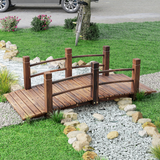 Outsunny Wooden Garden Bridge with Side Rails, Stained Fir Wood Arch – Outdoor Pond & Stream Walkway