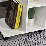C-Shaped Mobile End Table with 2 Shelves & Wheels – Slide-Under Sofa Side Table, White