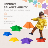 Outsunny 6-Piece Balance Stepping Stones Set, Stackable and Non-Slip – Kids Obstacle Course for Ages 3-8