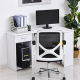 L-Shaped Corner Computer Desk with Sliding Keyboard Tray & 2 Storage Shelves – Home Office Workstation, White