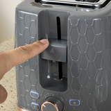 HOMCOM 1.7L Fast Boil Kettle and 2-Slice Toaster Set with 7 Browning Levels – Honeycomb Design, Grey