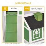 Pawhut Wooden Rabbit Hutch with Run, Ramp & Pull-Out Tray – Indoor & Outdoor Bunny Cage, Green