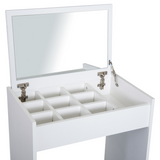 HOMCOM White Dressing Table Set with Flip-Up Mirror, Hidden Storage & Padded Stool