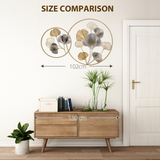 HOMCOM Gold Ginkgo Leaves Metal Wall Art – 3D Hanging Sculpture, Modern Wall Decor