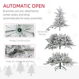 HOMCOM 5ft Artificial Christmas Tree with Realistic Snow Branches and 200 Warm White LED Lights – Auto Open