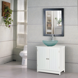 HOMCOM Under-Sink Bathroom Vanity Cabinet with Two Shelves – Pedestal Sink Storage, Wooden
