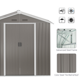 Outsunny 6.5 x 3.5ft Metal Garden Shed with Double Sliding Door and Sloped Roof – Outdoor Storage, Grey