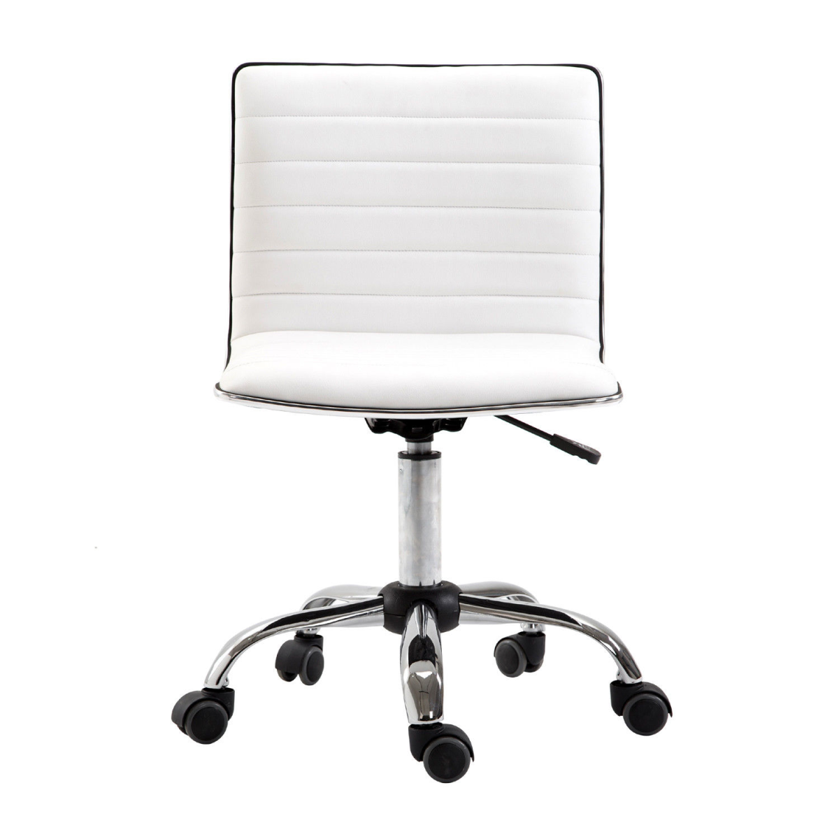 HOMCOM Armless Mid-Back Ergonomic Office Chair with 360 Swivel and Adjustable Height – PU Leather, White