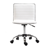 HOMCOM Armless Mid-Back Ergonomic Office Chair with 360 Swivel and Adjustable Height – PU Leather, White
