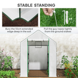 Outsunny Walk-in Greenhouse with 8 Wire Shelves, Roll-up Door & Mesh Windows – Outdoor Plant House, White