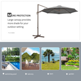 Outsunny 3m Cantilever Parasol with 360° Rotation, 4-Position Tilt & Foot Pedal – Roma Garden Umbrella, Grey