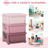 HOMCOM Kids Storage Unit with 3 Drawers – Vertical Dresser Tower for Bedroom and Playroom