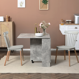 HOMCOM Rolling Drop Leaf Dining Table with Open Shelves – Folding Kitchen Table on Wheels, Seats 6
