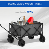 Outsunny Folding Cargo Wagon Beach Cart with Telescopic Handle & Metal Frame, 70kg Capacity – Dark Grey