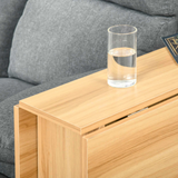 HOMCOM Folding Drop-Leaf Dining Table with 2 Storage Shelves & Lockable Wheels – Space-Saving, Teak