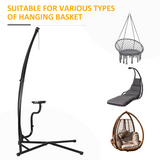 Outsunny Heavy Duty Metal C-Frame Hammock Chair Stand with Side Table – Indoor & Outdoor, Stand Only