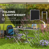 Outsunny Folding Camping Table and 4 Chairs Set with Adjustable Height & Parasol Hole – Aluminium, Black and Silver