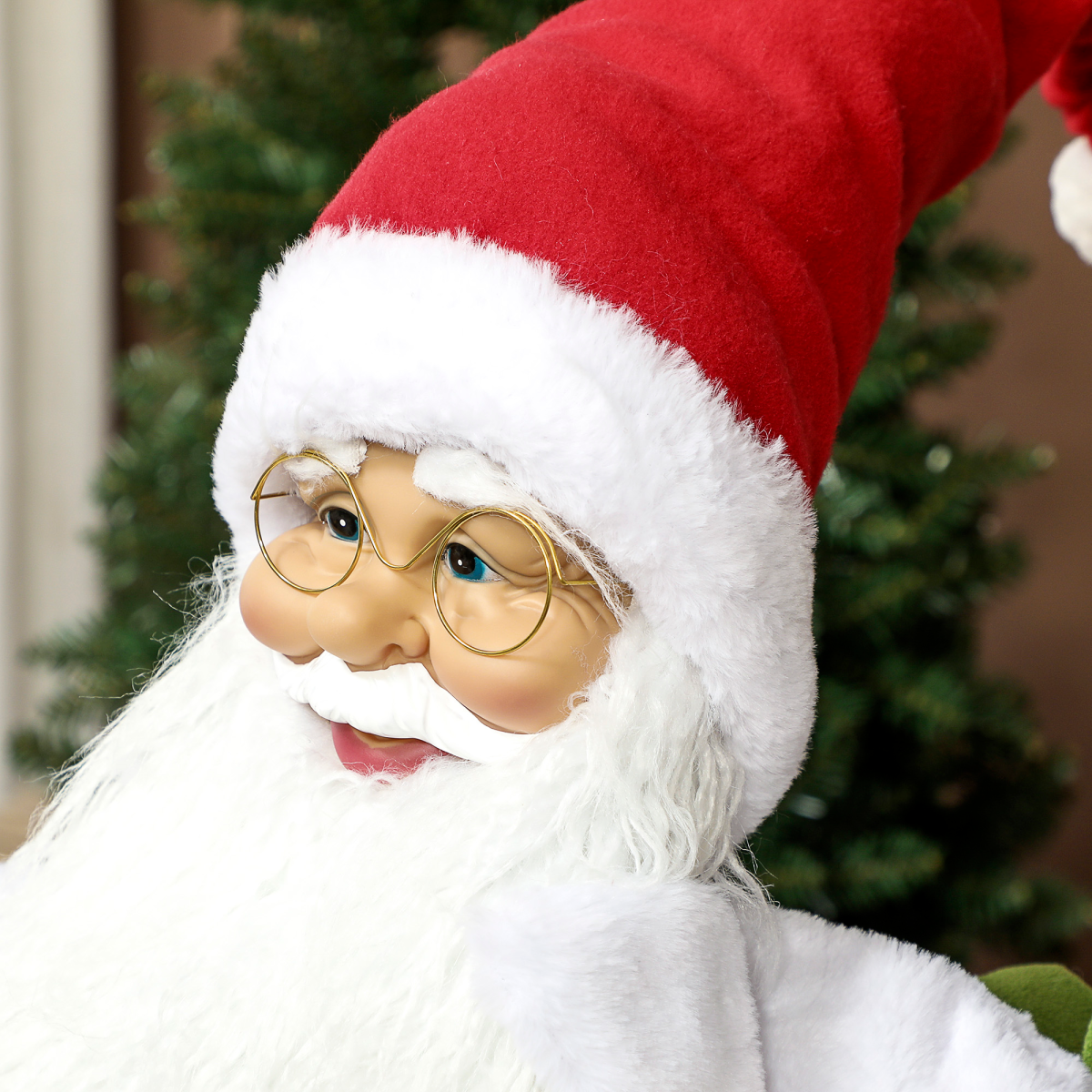 HOMCOM Life Size Animated Santa Claus with Sound Activation and LED Lights – Christmas Party Decoration, Red