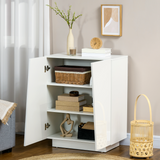 HOMCOM High Gloss Storage Cabinet Sideboard with Diagonal Doors & Internal Shelf – Modern Storage, White