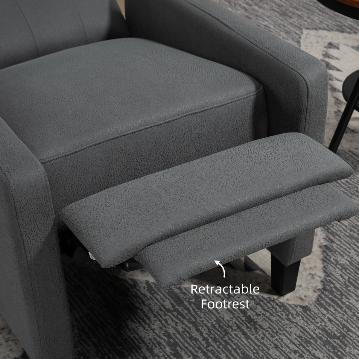HOMCOM Button Tufted Microfibre Recliner Armchair with Footrest and Padded Arms – Manual Reclining Chair, Grey