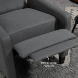 HOMCOM Button Tufted Microfibre Recliner Armchair with Footrest and Padded Arms – Manual Reclining Chair, Grey