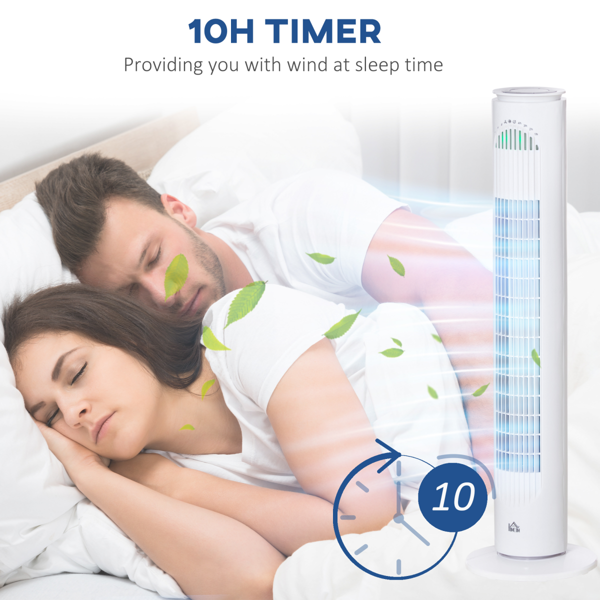 HOMCOM Oscillating Tower Fan with Remote, 3 Speeds, 3 Modes & 10H Timer – Bedroom & Office Cooling, White