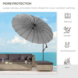 Outsunny 3m Cantilever Parasol with Hand Crank, Top Air Vent & Cross Base – Offset Patio Shade, Grey