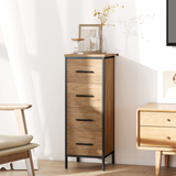 HOMCOM Narrow Bathroom Storage Cabinet with 4 Drawers – Industrial Style Space-Saving Unit, Oak