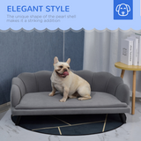 PawHut Dog Sofa Bed with Washable Cushion & Birch Legs – Grey Shell Design Pet Couch for Medium & Large Dogs
