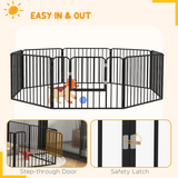 PawHut 60cm 8-Panel Heavy-Duty Steel Dog Playpen with Ground Stakes – Indoor and Outdoor Pen
