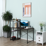 HOMCOM Computer Desk with 4-Tier Bookshelf – Home Office Study Workstation with Storage