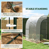 Outsunny Walk-in Lean-to Wall Greenhouse, 143 x 118 x 212cm, with Zipped Doors – Plastic Cover, Steel Frame