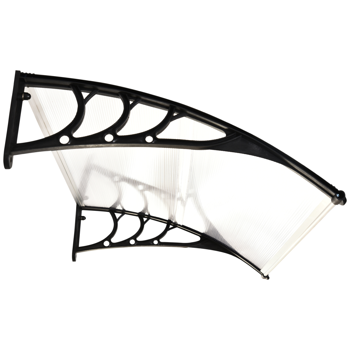 Outsunny Clear Polycarbonate Curved Awning with Black Bracket, 120cm – Door & Window Canopy, UV Protection