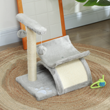 Pawhut Small Cat Tree with Rotatable Pole, Tunnel, Scratching Bridge and Dangling Balls – Plush Indoor Play Centre