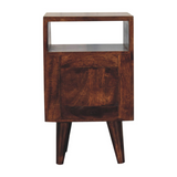 Artisan Furniture Mini Classic Walnut Bedside Table – Solid Mango Wood, 2 Drawers & Open Slot, Dark Brown